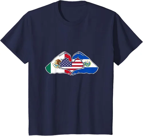 Vista 86 de Corazón manos México, El Salvador y Estados Unidos. Camiseta, Negro