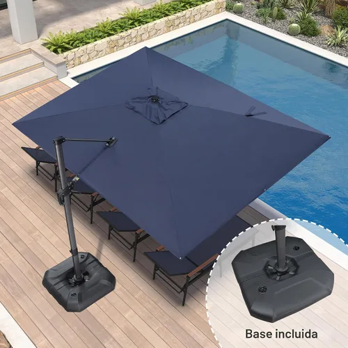Vista 396 de PURPLE LEAF Paraguas al aire libre con base 8' x 8' protección solar verde Manzana Verde (Apple Green)
