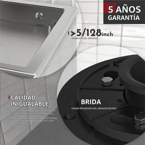 Vista 3 de WEBANG Drenaje de ducha cuadrado de 4 pulgadas con drenaje de piso cepillado con brida reversible cubierta 2-en-1 inserto de azulejos rejilla