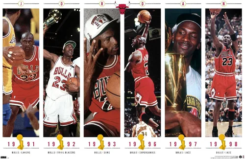 Vista 13 de Trends International Michael Jordan - Póster de pared de campeonatos, 22.4 pulgadas de largo x 14.7 pulgadas, versión enmarcada de madera de granero