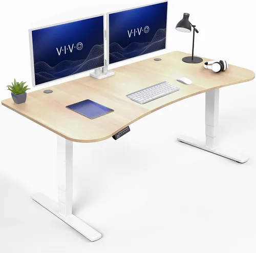 Vista 29 de VIVO - Escritorio eléctrico de pie de 71 x 30 pulgadas con marco de bambú real, ajuste de pantalla táctil, soporte de marco de 176 lb, serie 2E