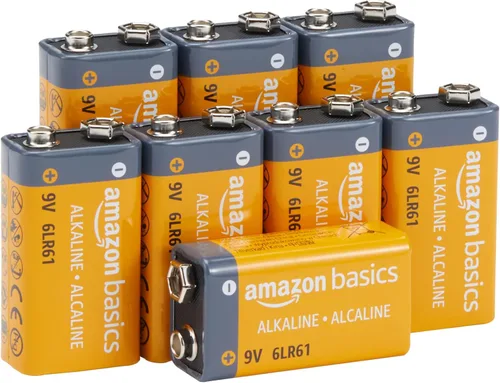 Vista 6 de Amazon Basics - Paquete de 4 baterías alcalinas de 9V, vida útil de 5 años - para detectores de humo/CO, electrónica y audio