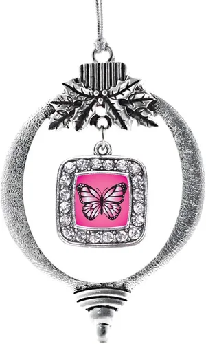 Vista 226 de Inspired Silver - Nana púrpura - Adorno de Navidad plateado - Adorno cuadrado para árbol de Navidad con circonita cúbica - Decoración colgante
