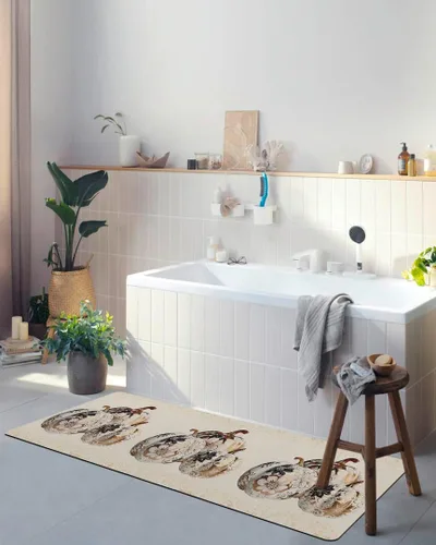 Vista 4 de Tapete europeo de lujo dorado para bañera, antideslizante, de secado rápido y absorbente, tierra de diatomeas, fregadero, dormitorio, cocina