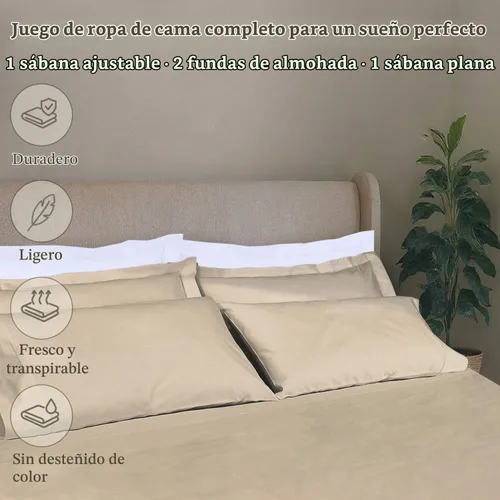 Vista 3 de Threadmill - Sábanas de algodón de lujo para hotel, tamaño King, 100% algodón, 500 hilos con bolsillo profundo, ajuste cómodo, suaves y frescas