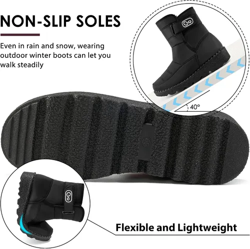 Vista 4 de Ablanczoom Womens Winter Snow Boots With Warm Fur Lining Comfortable Non Slip Ankle Booties Outdoor Waterproof Walking Boots for Women