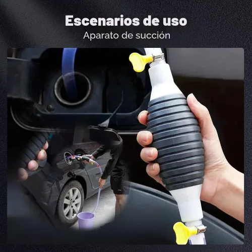Vista 5 de Bomba de sifón líquido multifuncional, extractor de líquidos manual de gran diámetro para gasolina, aceite de motor, combustible, diésel, agua