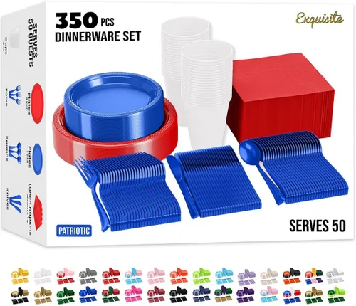 Vista 11 de Juego de 390 platos y servilletas del 4 de julio, platos de papel del 4 de 4 de julio 2