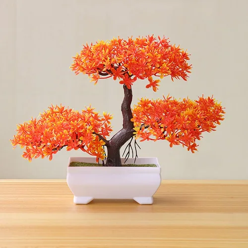 Vista 10 de Árbol bonsái artificial simulación planta en maceta oficina sala de estar decoración del hogar verde