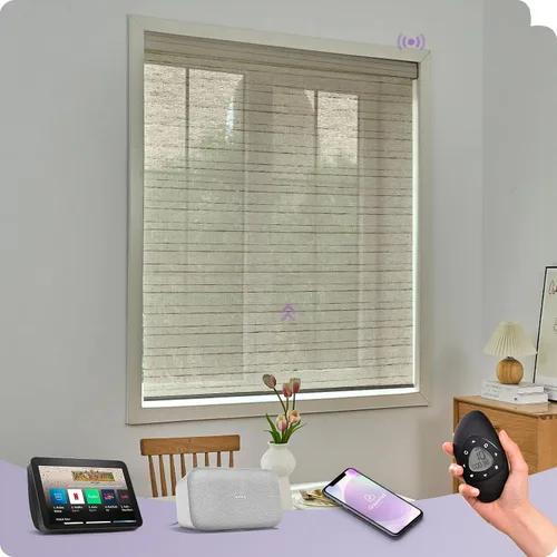 Vista 12 de Graywind Persianas enrollables inteligentes, persianas tejidas naturales para ventanas, control Alexa y Google, persianas motorizadas con control