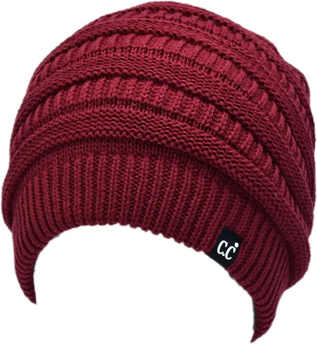 Vista 14 de C.C Winter Oversized Beanie Hat with Fuzzy Lining – Thick Knit Thermal Beanie for Cold Weather, Soft Warm Fleece Lined Cap