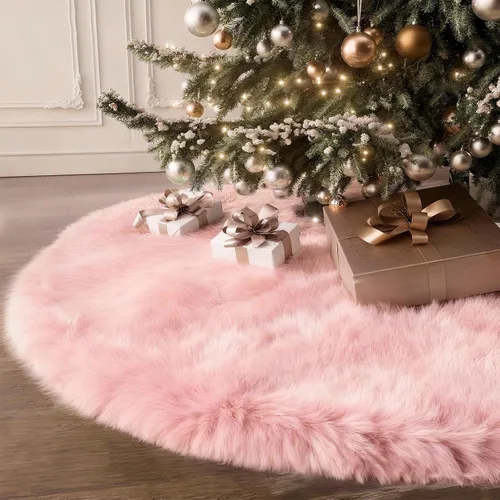 Vista 15 de IMucci Falda de árbol blanca de piel de lana de 15 pulgadas, falda pequeña para árbol de Navidad, falda de terciopelo de felpa blanca como la nieve