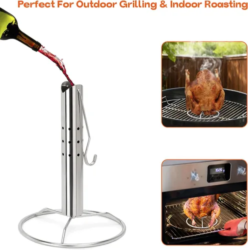 Vista 11 de Onlyfire - Estante para freír pollo y aves de corral con elevador de mango Hook for Deep Fry Pot Grill, Stainless Steel, Vertical Turkey Fryer