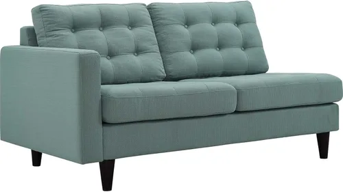 Vista 21 de Sofá esquinero Modway Empress, estilo de mediados de siglo, tapizado de tela en avena, Tela, Celeste