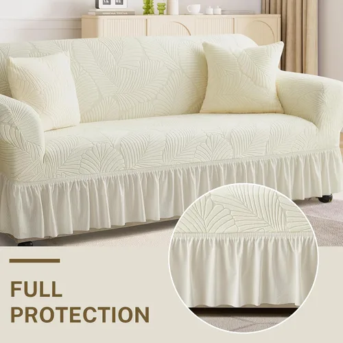 Vista 6 de WONGS BEDDING Funda de terciopelo elástico para sofá, funda acolchada con falda, apta para mascotas, duradera, lavable, elástica, de fácil ajuste