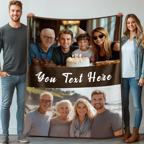 Vista 13 de Mantas personalizadas con 1 foto y texto impreso en Estados Unidos Manta personalizada con imagen de 30 x 40 pulgadas Mantas personalizadas
