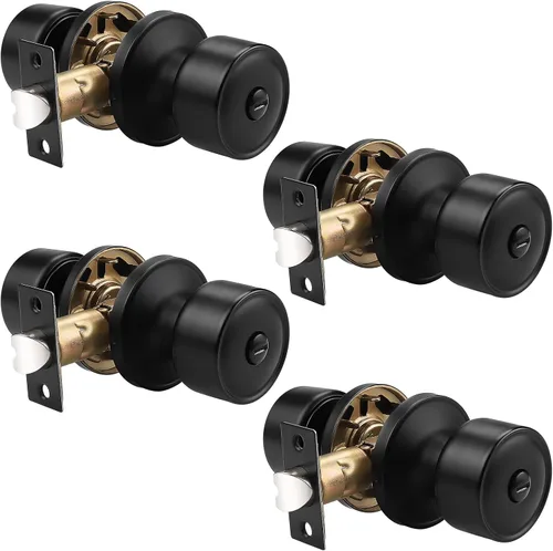 Vista 11 de Paquete de 1 perilla negra para puerta de paso, perilla interior sin llave para puerta sin bloqueo, herrajes de puerta de diseño redondo