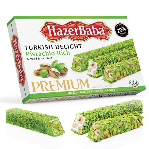 Vista 14 de Hazer Baba Delicias Turcas, Caja de bocadillos gourmet con nueces mixtas y sabor a vainilla, bocadillo tradicional vegano, Lokum turco, dulces