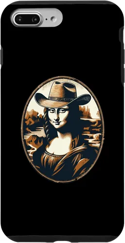 Vista 9 de Funda divertida para iPhone 15 Mona Lisa Cowgirl - Sombrero de vaquero Mona Lisa