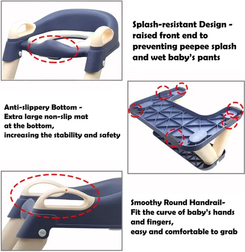 Vista 4 de Escalera de asiento de entrenamiento para niños pequeños, silla de inodoro con escalón más ancho, entrenador de baño para niños pequeños