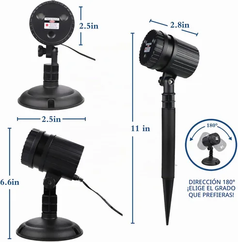 Vista 8 de Luces de proyector láser de Navidad, luces de proyección LED de 8 patrones con control remoto, proyectores de paisaje, espectáculo de estrellas