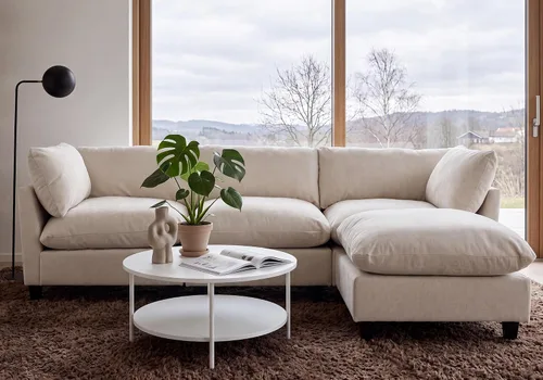 Vista 18 de Iroomy Sofá modular modular de felpilla de gran tamaño, asiento cómodo profundo, sofás de 2 plazas para sala de estar, color beige