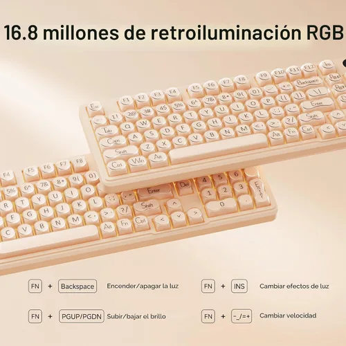 Vista 2 de EWEADN V102 Wired Keyboard, 98 Keys Creamy Gaming Keyboard with Number Pad, Display Screen & Media Knob RGB Silent Wired Cute Computer Keyboard for