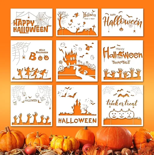 Vista 8 de 8 plantillas de pintura de otoño y otoño, plantillas de dibujo de Acción de Gracias, plantillas de plástico para manualidades, decoración del hogar