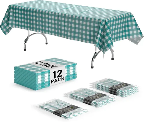 Vista 13 de Exquisite Cubierta de Mesa para Picnic - Paquete de 6 Manteles Premium Rectangulares de Plástico - Cubierta de Mesa para BBQ a Cuadros Negro