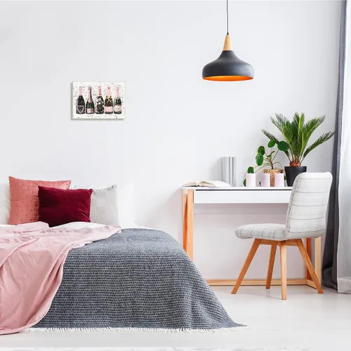 Vista 3 de Stupell Industries Chic - Placa de pared moderna con diseño de botellas de rosas rosadas, diseño de Amanda Greenwood, 10 x 15 pulgadas