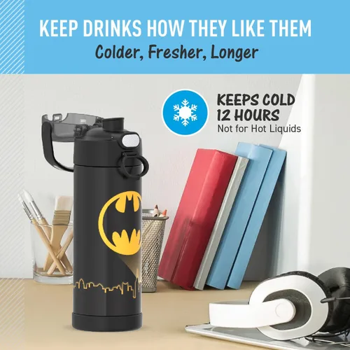 Vista 5 de THERMOS FUNTAINER Botella de agua con boquilla, 16 onzas, Batman