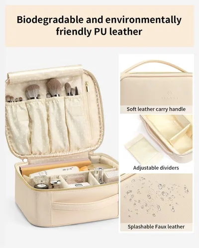 Vista 3 de Vlando - Bolsa de maquillaje de viaje, organizador de bolsa de maquillaje, ideas de regalo para mujeres y niñas, bolsa de almacenamiento