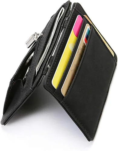 Vista 4 de Fida&Moon - Monedero de piel sintética para hombre, diseño de carteras mágicas