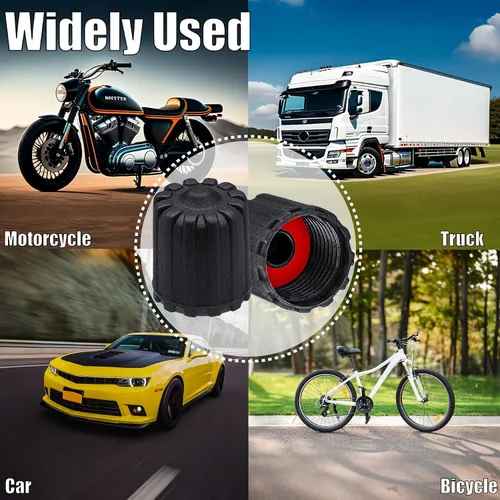Vista 69 de 10 piezas de tapas de válvula de neumático TPMS con vástago largo, tapas de válvula de rueda de plástico negro para TPMS TR20008, tapas de vástago