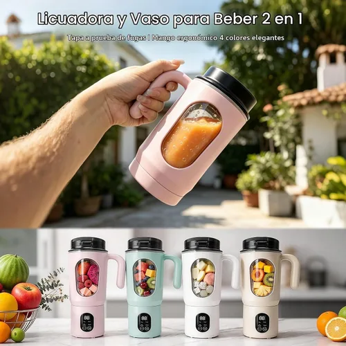 Vista 8 de Licuadora portátil para batidos, 580ML USB-C recargable Juicer Cup (rosa)