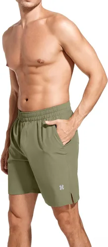 Vista 3 de Kgamfar Pantalones cortos deportivos para hombre, de secado rápido, con cordón en la cintura, pantalones cortos atléticos para gimnasio