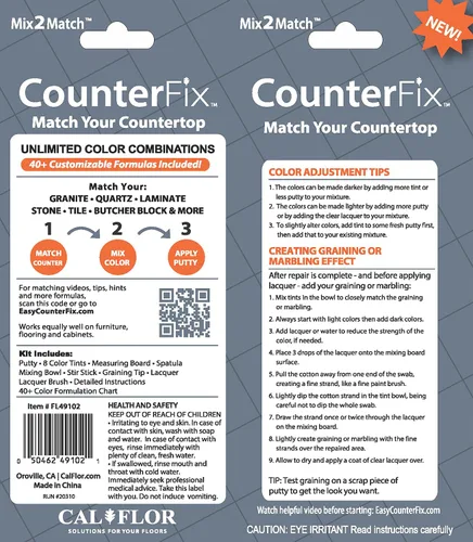 Vista 4 de CounterFix Mix2Match - Kit de reparación de encimeras y salpicaduras, multisuperficie (piedra, azulejo, laminado, hormigón, madera)