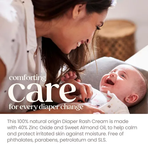 Vista 5 de Burt's Bees Baby Ungüento para dermatitis del pañal, máxima fuerza, 40% de óxido de zinc, 100% de origen natural, probado por pediatras, peso neto 3