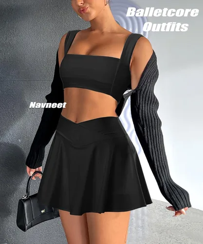 Vista 5 de Navneet Conjunto de falda de tenis para mujer, conjunto de falda de 2 piezas, conjuntos de falda de tenis, conjuntos de falda de entrenamiento