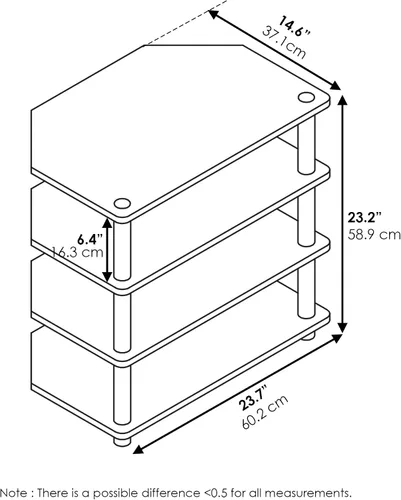 Vista 6 de Furinno Turn-N-Tube Centro de Entretenimiento Pequeño de 4 Niveles de Montaje Fácil / Soporte para TV / Unidad para TV / Escritorio para TV, Acero