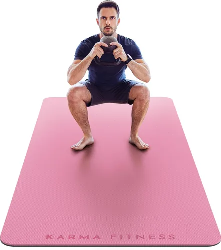 Vista 10 de Esterilla de yoga grande – Esterilla de entrenamiento extra gruesa de 0.394 in (72 x 32 pulgadas) – Alfombrilla antideslizante de TPE para mujeres