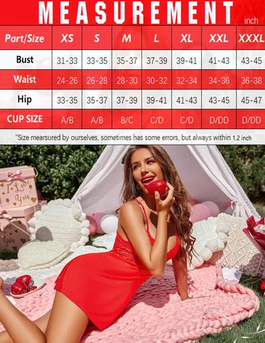 Vista 6 de Avidlove - Camisón para dormir tipo babydoll de lencería con encaje para mujer