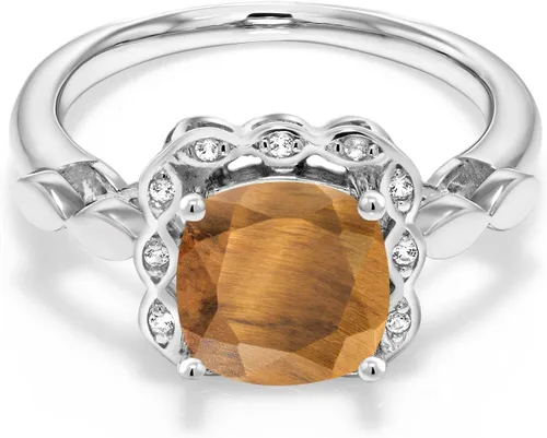 Vista 12 de Gem Stone King Anillo de compromiso de plata de ley 925 de 0.315 in con piedra natal y zafiro blanco creado Anillo de compromiso de boda