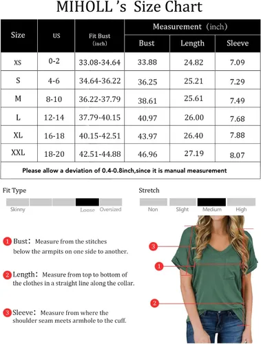 Vista 4 de Miholl Camiseta holgada, informal, de manga corta, con cuello en V, para mujer