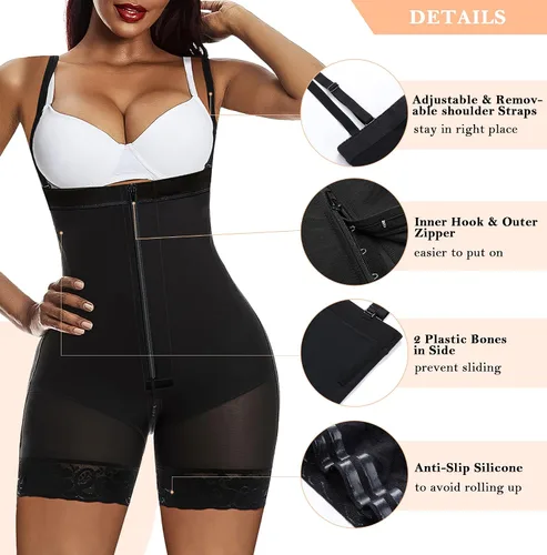 Vista 4 de YIANNA Fajas moldeadoras para mujer con control de abdomen y entrepierna con cremallera