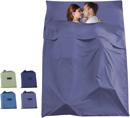 Vista 11 de Saco de dormir ligero para viajes, camping, saco de dormir para adultos, ligero, cálido, hotel, compacto, portátil, para interiores y exteriores