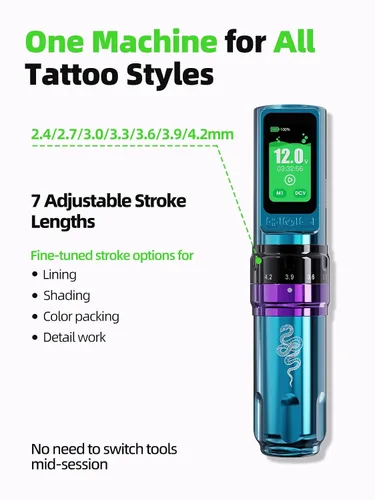 Vista 6 de Mast Tattoo Máquina de tatuaje plegable Pro inalámbrica Azul