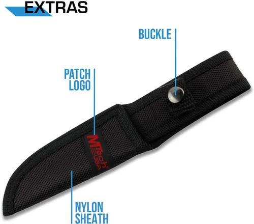 Vista 5 de MTech USA MT-20-35 cuchillo de hoja fija, con hoja de punta caída negra, mango de plástico, 8 pulgadas en total