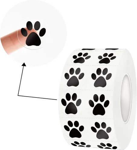 Vista 7 de Calcomanías de Huellas de Patas de Oso, Calcomanías Redondas Transparentes de 1.5" con Línea de Perforación (500 PCS, Naranja)
