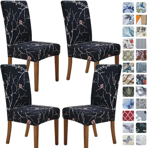 Vista 30 de SPRINGRICO Juego de 4 fundas para sillas de comedor, fundas elásticas para sillas de comedor, de elastano lavables, fundas para sillas Parsons